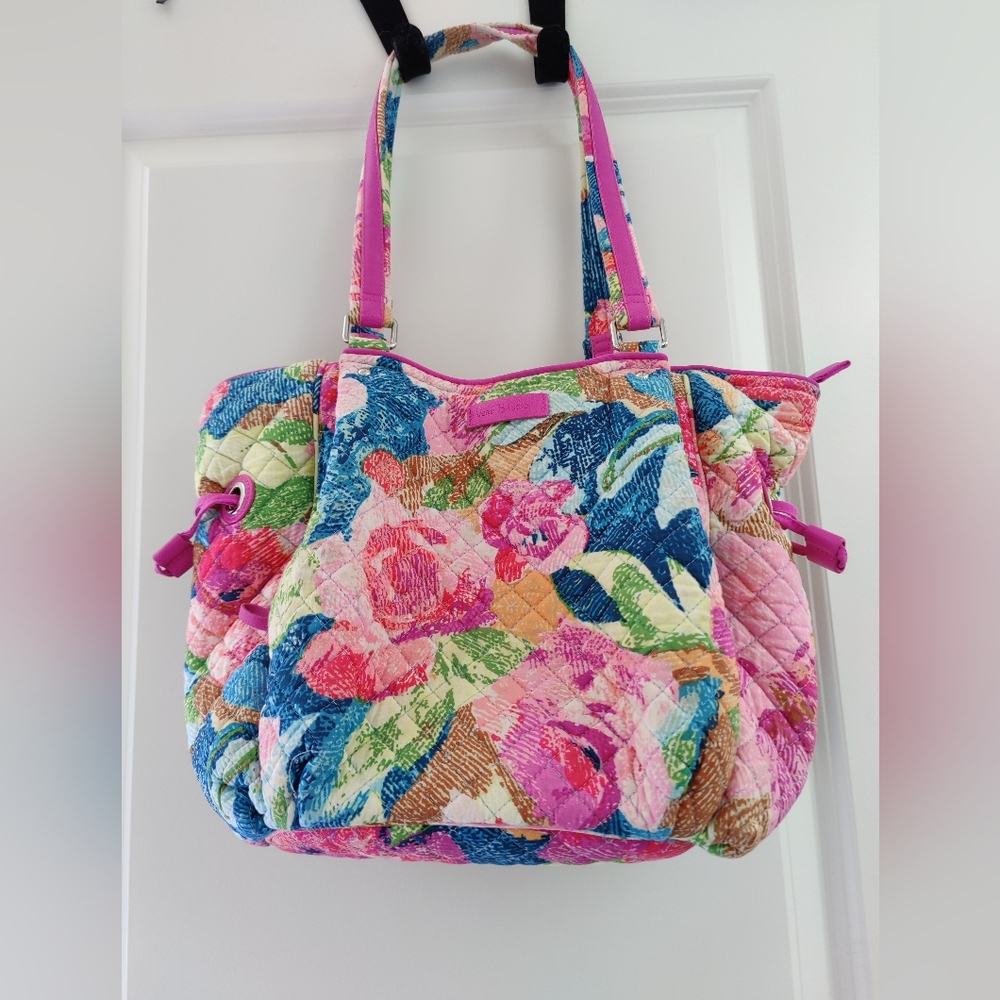 Vera Bradley Quilted Floral Tote with Pink Trim and Multicolor Print